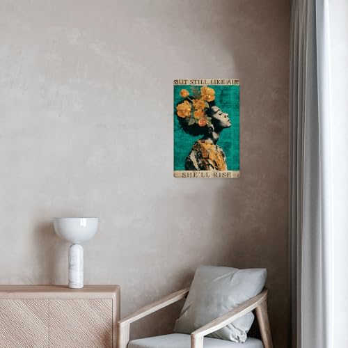 Bedroom Decor Aesthetic Home Office Decor For Women Inspirational Wall Signs For Office Boho Black Women Vintage Metal Sign 8×12 Tin Sign - color: Rise, size: 8×12Inches