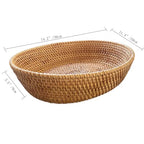 Large 14inch Oval Rattan Fruit Serving Basket,Wicker High Wall Fruit Vegetable Serving Basket Bowl,Large Rattan Dining Table Bowl for Various Things,Bread,Snack,Odds and Ends,Natural Brown - color: Brown(14.2"x11.5"x3.5")
