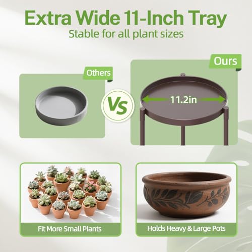 iDavosic.ly 2 Tier Corner Plant Stand Indoor, Tall Vertical Metal Flower Heavy Duty Pot Holder Shelf Outdoor for Patio Porch Living Room, Bronze - Round - color: Violet Bronze, size: 2 Tiers