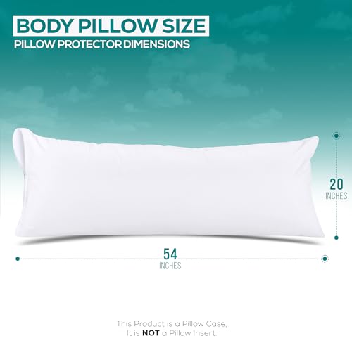 Set of 2 Pillow Protectors with Zipper Body Size, Bed Bug and Dust Mite Proof Pillow Covers, Ultra Soft Pillow Encasements, Moisture Wicking and Waterproof Pillow Cases by Utopia Bedding (White) - size: Body Pillow (Pack of 2)