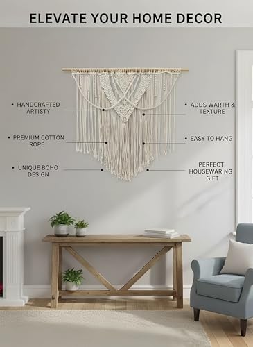 Large Macrame Wall Hanging Macrame Wall Decor Tapestry For Headboard Bedroom Livingroom Boho Fiber Home Art (White-D) - color: White-D
