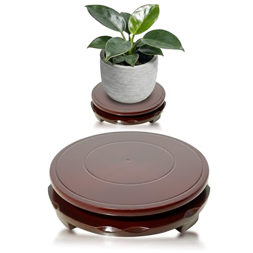 2Pcs Wood Plant Stand Rotating,Vase Stand,Table Lamp Base,6.6 Inch Small Chinese Oriental Plant Stand,Bonsai Stand,Lamp Riser,Round Display Stand for Fishbowl Flower Pot Indoor