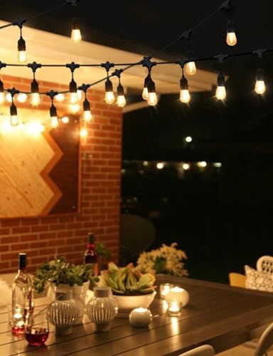 Svater Outdoor Led String Lights 36 FT, Patio Lights for Outside with 13pcs S14 Shatterproof Bulbs, 1 Watt E26 Dimmable, IP65 Waterproof, Commercial Grade Bistro Light 2700K Warm White - size: 36FT