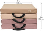 FDP SoftScape 12 inch Square Toddler Floor Cushions with Handles Flexible Seating for Daycare, Preschool, Playroom 1.5 inch Deluxe Foam (4-Piece) - Teddy
