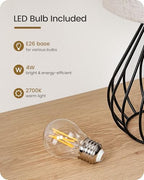 Small Bedside Table Lamp, Black Table Lamp with Metal Cage & Linen Lampshade, Modern Cute Desk Lamp, Cozy Nightstand Lamp for Bedroom, Living Room, Office, 2700K LED Bulb Included, E06TL05 - color: Beige + Black