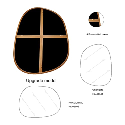ELEHUME Asymmetrical Mirror for Wall Decor 21"*27", Modern Brass Framed Wall Mirror for Living Room Bathroom Bedroom Entryway ELE-STOU-0065G - color: Brass, size: 27"L x 21"W