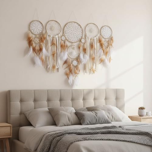 Dream Catchers Boho Wall Decor Moon and Sun Feather Handmade Traditional Dream Catcher Wall Hanging Decor for Kids Bedroom Adult Living Room Home Bohemian Decorations (Camels Set) - color: Camels