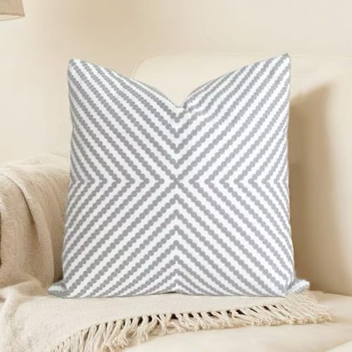 Slow Cow Decorative Embroidery Cushion Cover Grey Dots Embroidered Throw Pillow Cover 18 x18 Inches - color: Grey Dots, size: 18" x 18" (Pack of 1)