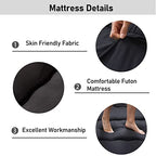 MAXYOYO Cot Japanese Floor Futon Mattress, Single Size Tatami Mat Sleeping Pad Foldable Roll Up Boys Girls Narrow Mattress - color: Black, size: Cot