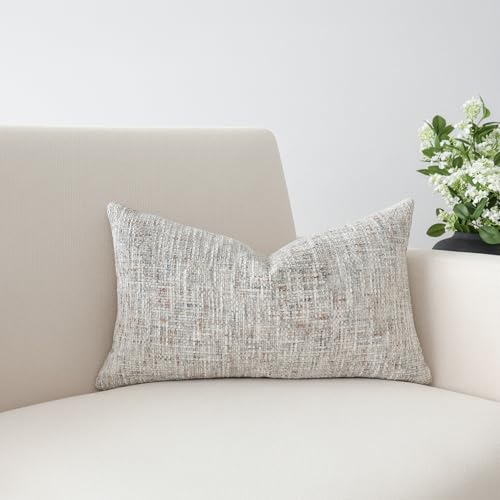 Textured Chenille Lumbar Pillow Covers 12x20 Inch Set of 2 Soft Neutral Woven Accent Boho Farmhouse Rectangle Decorative Cushion Cases for Modern Home Decor Couch Sofa Chair Living Room - size: 20" x 12" (Pack of 2)