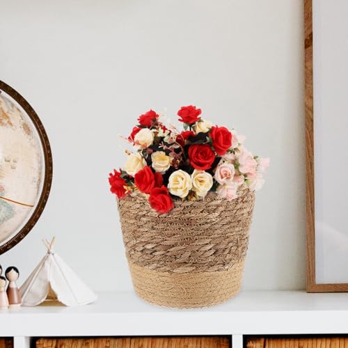 TOYANDONA Large Seagrass Woven Planter Basket for Indoor Plants, Multi-Purpose Boho Plant Pot Cover with Handcrafted Storage Basket, Natural Brown Fiber for Home Décor and Indoor Gardening