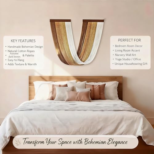 Large Macrame Wall Hanging Macrame Wall Decor Tapestry For Headboard Bedroom Livingroom Boho Fiber Home Art (Brown-C) - color: Brown-C