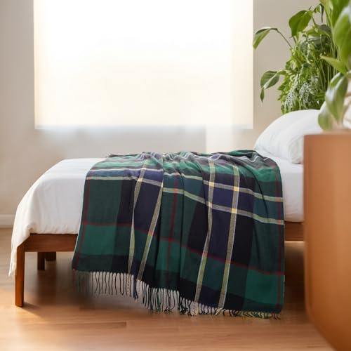 BATTILO HOME Forest Green Plaid Throw Blanket for Couch - Christmas Plaid Blanket Buffalo Checkered Blankets - Lightweight Farmhouse Outdoor Throw Blankets for Bed, Sofa 50"x60" - color: Forest Green