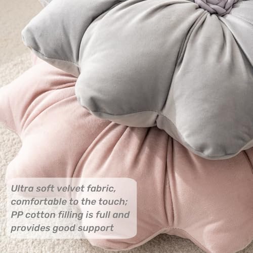 15.7 Inches Round Throw Pillows Velvet Flower Chair Cushion for Couch Sofa Chair Bed Home Decoration - color: Purple