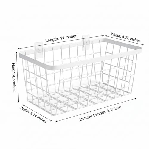 2 Set LeleCAT Hanging Wall Basket Organizer, Over the Cabinet Door Adhesive Wire Baskets for Organizing Kitchen Food Pantry Bathroom Shelf Storage No Drilling Wall Mounted,White - color: White-New, size: 2 PACK
