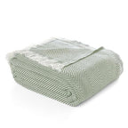 Bed Blanket, Lightweight, Cotton-Rich Blend, Recycled Cotton, Twin Size (57 x 79 Inch), Textured Woven Bedding, Breathable Layering Cover, Khaki Green - color: Khaki Green, size: Twin