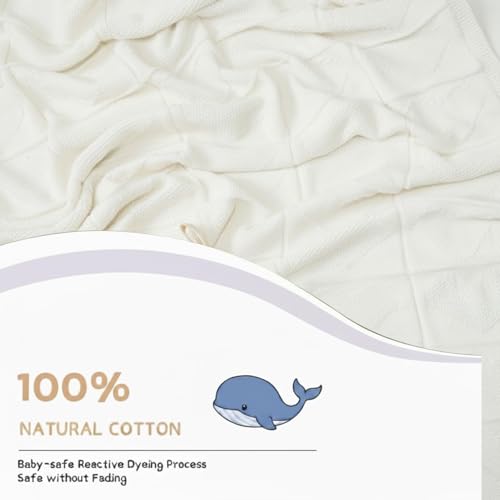 Baby Knit Cotton Blanket White Heart Pattern Soft Breathable Throw for Crib Or Stroller Nursery Gift Baby Shower Birthday Christmas Size 30x30 - color: White, size: 30"x30"