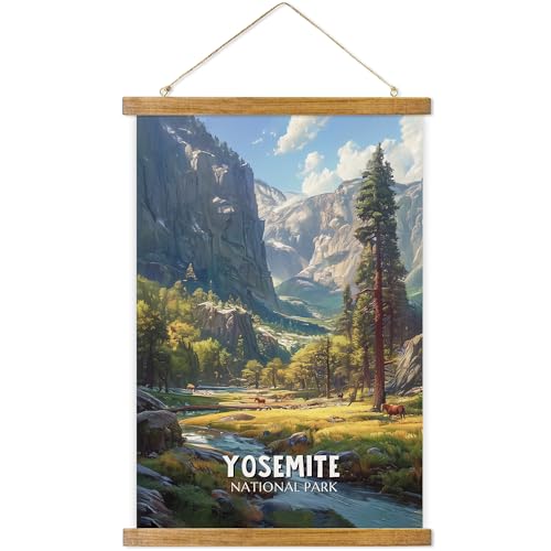 ABoby Vintage Yosemite National Park Posters - Travel Posters Wall Art for Home, Office - Retro Style Wall Decor with Wood Frames - Ready to Hang - color: Yosemite