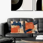 Navy Blue Terracotta Gold and Orange Throw Pillow Covers 18x18 Set of 2,Modern Boho Abstract Art Pillow Covers for Bedroom Living Room, Modern Home Decor, Boho Room Decor - size: 18" x 18" (Pack of 1)