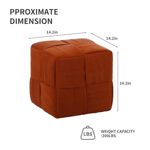 Pouf Ottoman Foot Rest Soft and Comfortable Square Ottoman Square Corduroy Woven Design Sofa Stool (Rust Orange, 1) - color: Rust Orange