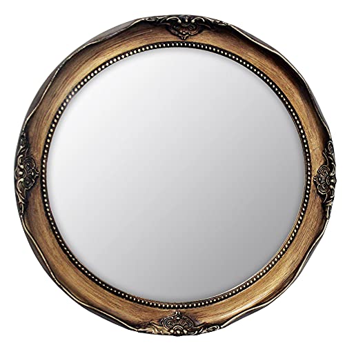 Funerom Vintage 12.2 inch Decorative Wall Mirror Hanging Mirror Round Antique Gold - color: Antique Gold 12.2 Inch