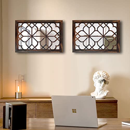Wocred Set of 2 Rectangular Wall Mirror,Gorgeous Rustic Farmhouse Accent Mirror,Caramel Color Entry Mirror for Bathroom Renovation,Bedrooms,Living Rooms and More(11”x15”) - color: Caramel Color, size: 11x15 inch - 2 PCS