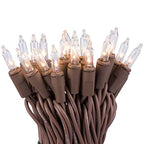 612 Vermont 50 Clear Mini Christmas String Lights on Brown Wire Cord, UL Approved for Indoor/Outdoor Use, 9 Foot of Lighted Length, 11 Foot of Total Length - size: 50 Light