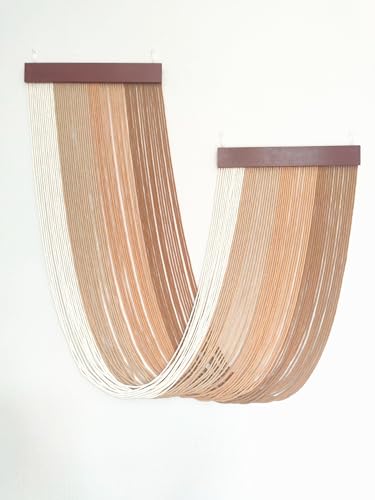 Tie-Dye Macrame Wall Hanging Large 46" Wx36 L Dip Dye Yarn Tapestry Home Boho Wall Decor Ombre Art Headboard Bedroom Living Room Apartment,Brown - color: Brown