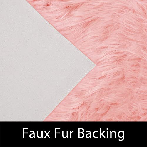 Latepis Pink 2x3 Faux Fur Rug for Bedroom Decor for Teen Girls Throw Fuzzy Fluffy Furry Sheepskin Rug for Sofa Cushion Luxury Home Décor Rectangle - color: Pink, size: 2' x 3' (Rectangular)