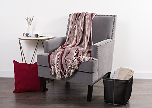 DII Braided Striped Decorative Throw Blanket, 50x60, BlackBerry - color: Blackberry