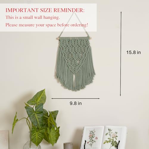Small Macrame Wall Hanging Decor Boho Tapestry for Bedroom Living Room Dorm Nursery and Office, Cute Aesthetic Wall Art for Small Spaces for Teen Girls and Home Decor (Light Green, 16*10 Inch) - color: Light Green
