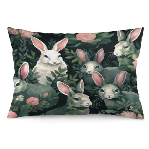 Outside Pillows Watercolor Bunnies Cushion Covers Happy Easter Holiday Decorative Cushion Cover Pillowcase Zipper Pillowcase for Livingroom Sofa Decoration 12 "x20 - color: Pattern-8, size: 20" x 12" (Pack of 1)