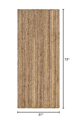 Unique Loom Braided Jute Collection Area Rug - Dhaka (2' 7" x 6' 1" Runner, Natural) - color: Natural, size: 2'7" x 6'1" (Runner)