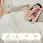 EMME Cotton Muslin Large Throw Blanket Couch Breathable Gauze Soft Lightweight Bed Blankets Adults (White,50"x70") - color: 04-white-1, size: Large Throw (50" X 70")
