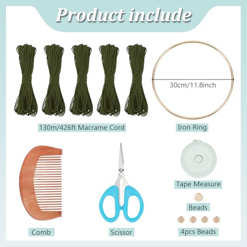 ORIGACH DIY Macrame Tree of Life Wall Hanging Kit Handmade Tapestry Macrame Kit for Beginner Adults Macrame Wall Decor for Nursery Living Room, Dark Green