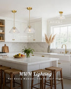 Modern Pendant Light Fixtures, HWH Pendant Lights for Island Dining Room Hallway, Bedroom, Gold Hanging Lighting with Clear Floral Glass, Brushed Gold Finish, 5HJX110MIL BG - color: Gold