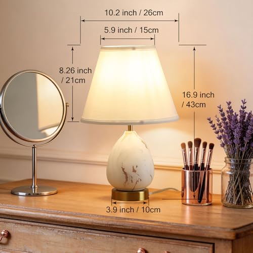 Modern Ceramic Table Lamps Set of 2 for Nightstand, Touch Dimmable Small Bedroom Lamp for Night Stands, Living Room, Kids Room (Gold of 2 Pack) - color: Gold of 2 Pack