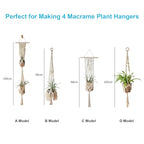 Hdviai Macrame Plant Hanger Kit, 3mm x 220Yards Cord for Adult Beginners DIY Macrame Wall Hanging Kit, with 2Pcs Wooden Dowels + Beginner's Manual + Soft Ruler+ Five Wooden Beads - size: 3MM x 220Yards Kit