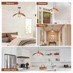 15.3" Pendant Lights Kitchen Island, 1-Light Natural Wood Ceiling Light Fixture Modern Hanging Lamp Decor for Kitchen Island Bedroom, Dining Room, Living Room, Nursery, Entryway, Foyer - size: 15.3" W x 7" H