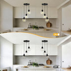 3-Light Pendant Light, Globe Cluster Hanging Light with Clear Glass Shade, Matte Black Pendant Lighting Adjustable Hanging Height Industrial Ceiling Light for Kitchen Island Bedroom(E26 Base,No Bulb) - size: 3Light - D 5.12 IN