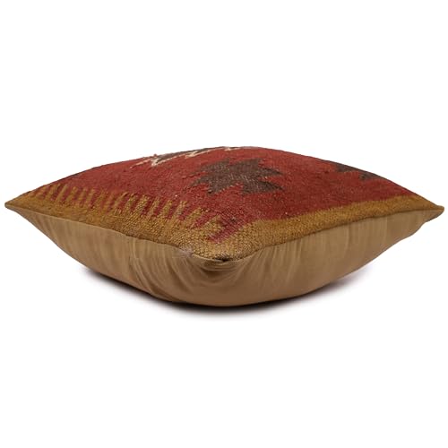 Handmade Jute Wool Kilim Pillow Cover Indian Tribal Cushion Bohemian Throw Pillow for Sofa Chair Bed Vintage Rustic Living Room Decor - color: Multi 14