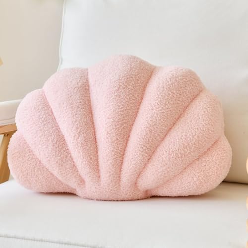 Lfsaaj Pink Seashell Throw Pillows, Shell Shaped Throw Pillows, 13 Inch Soft Home Decorative Pillow Plush Cushion for Bed Couch Living Sofa Room Decor Accent Throw Pillow - color: Pink, size: Small-13Inch