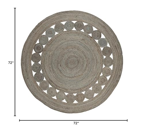 SAFAVIEH Area Rug 6' Round - Natural Fiber Collection - Grey, Handmade Jute, Boho Farmhouse Braided Design (NF364C) - color: Grey, size: 6' (Round)