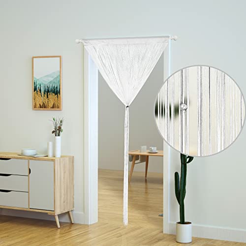 YaoYue Beaded Curtain Door String Curtains for Doorway Tassels Beads Hanging Fringe Hippie Room Divider Window Hallway Entrance Wall Closet Bedroom Privacy Decor (39×79in/100×200cm, White) - color: White, size: 39"W x 79"L (Pack of 1)