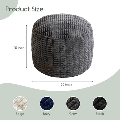HIGOGOGO Pouf Ottoman Stuffed Round Modern Foam Filled Foot Rest Poufs for Living Room Chair Decorative 20 X 15 Inches Boho Relax Stool for Wedding Christmas Party, Dark Grey - color: Dark Grey, size: 20"D x 20"W x 15"H