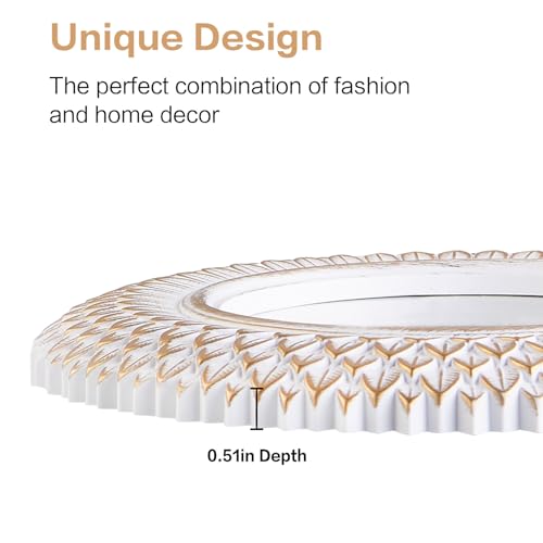 Round Decorative Wall Mirror, White Circle Mirror for Bedroom, Entryway, Living Room, Decorative Modern Wall Decor - color: White