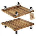 Bamworld Wood Plant Caddy with Wheels, 300lb Capacity, Heavy Duty Planter Stand with Wheels 12inch Plant Dolly 2 Pack Premium Quality, Ready to Use - size: 12inch-Square-2pack