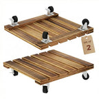 Bamworld Wood Plant Caddy with Wheels, 300lb Capacity, Heavy Duty Planter Stand with Wheels 12inch Plant Dolly 2 Pack Premium Quality, Ready to Use - size: 12inch-Square-2pack