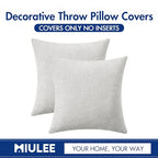 MIULEE Pack of 2 Light Gray Throw Pillow Covers 16x16 Inch Soft Chenille Pillow Covers for Sofa Living Room Couch Solid Dyed Cases - color: Moonbeam Gray, size: 16" x 16" (Pack of 2)