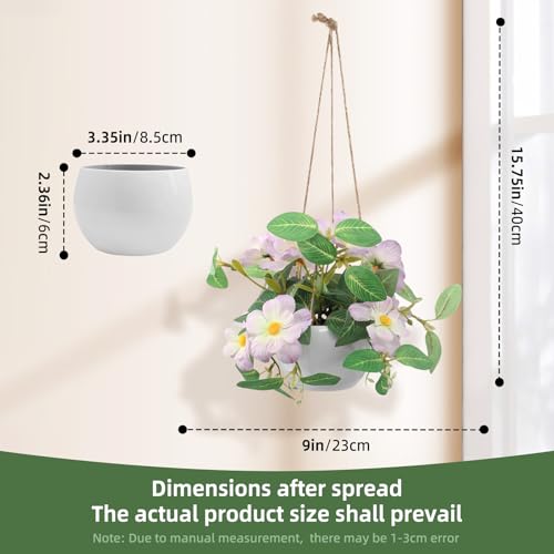 Artificial Fake Hanging Flowers Plants Basket Faux Daisy Bonsai Decor for Outside Porch Balcony Garden Home Decoration- Purple - color: Purple